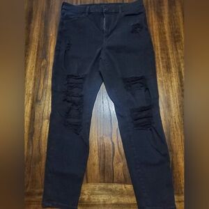 American Eagle Outfitters Black Ripped Jeggings.